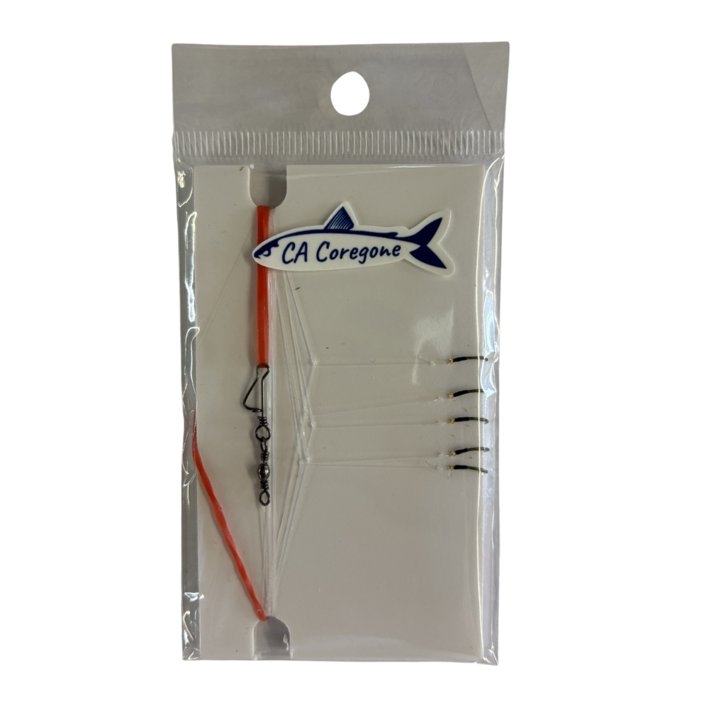 LIGNE MONTÉE GAMBE / PLOMBIER CORÉGONE – 5 NYMPHES NOIRES, CERCLE OR, TÊTE ROUGE – Image 2